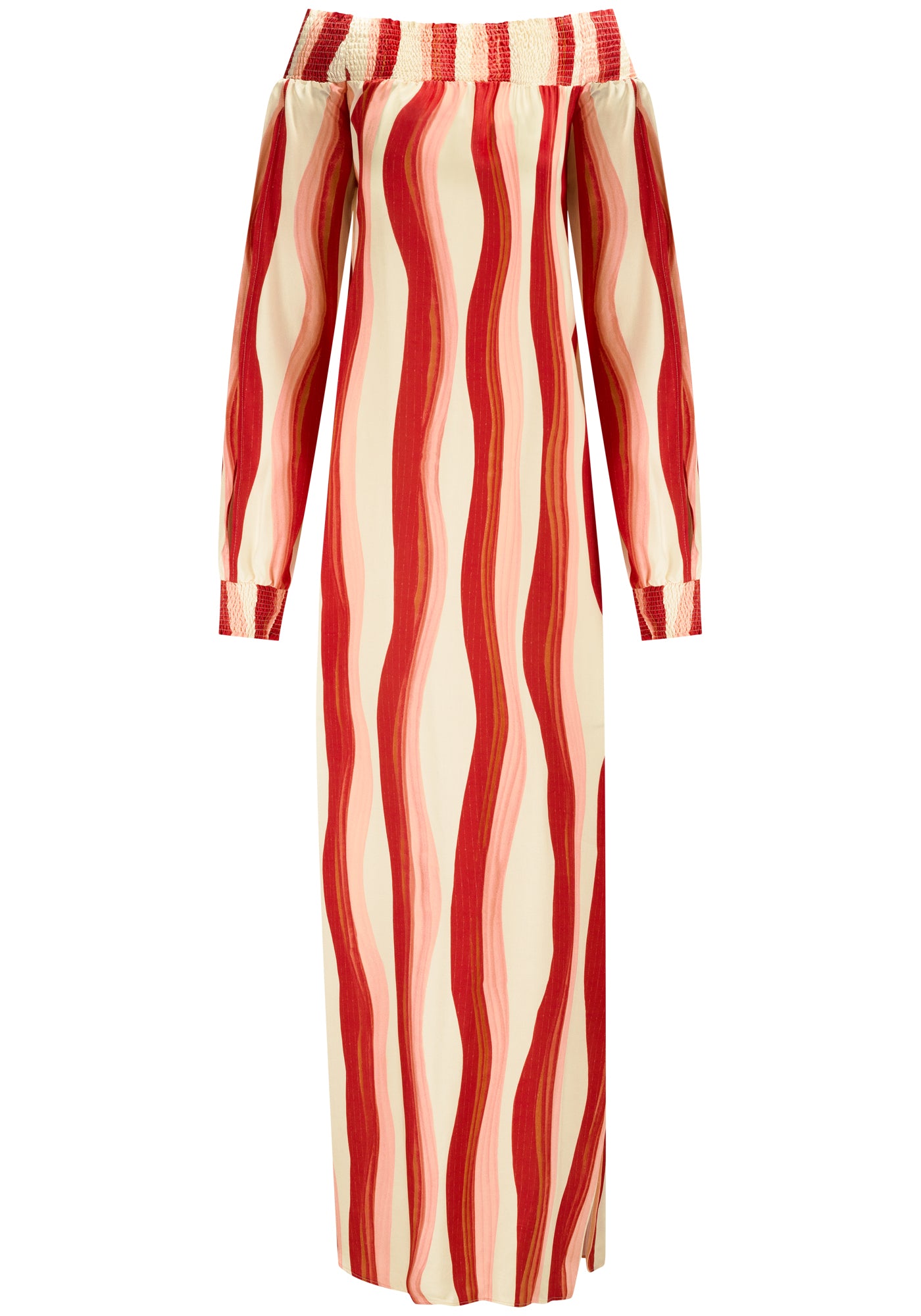 Long Desert Striped Red Dress 3206E